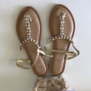 Beaded flat sandals